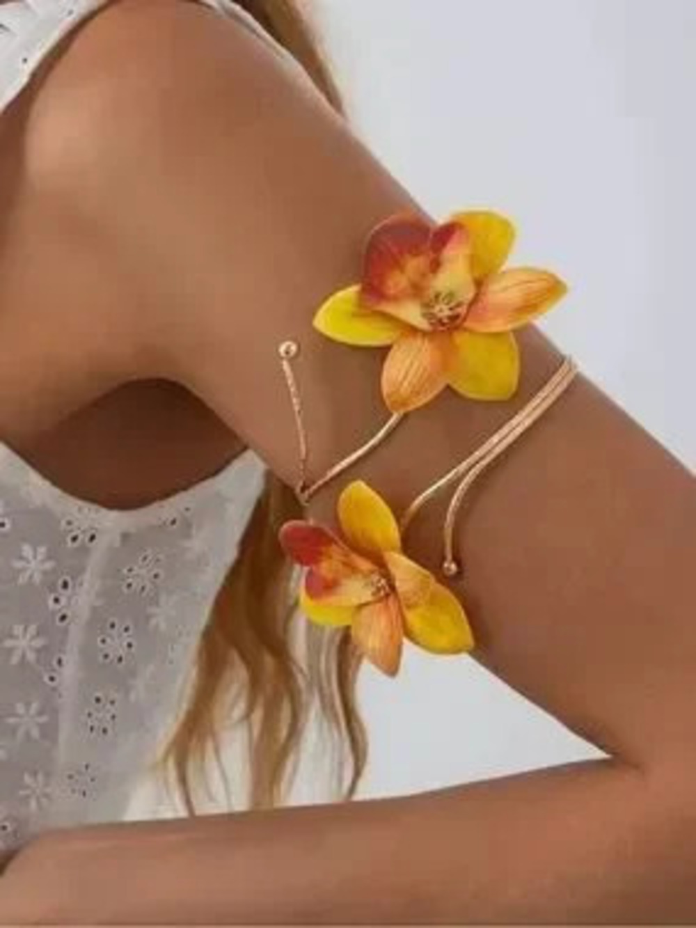 Upper Arm Floral Cuff Bracelet Flowers